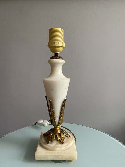 Art Deco marble brass table lamp