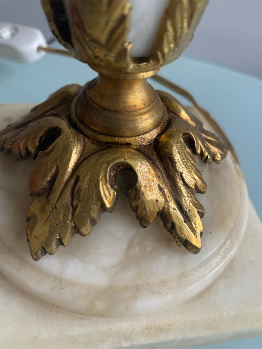 Art Deco marble brass table lamp