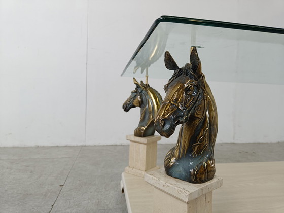 Image 1 of Vintage brass horse head coffee table