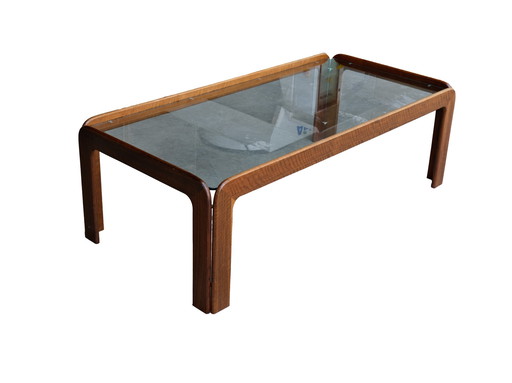 Scandinavian Wood and smoked glass coffee table