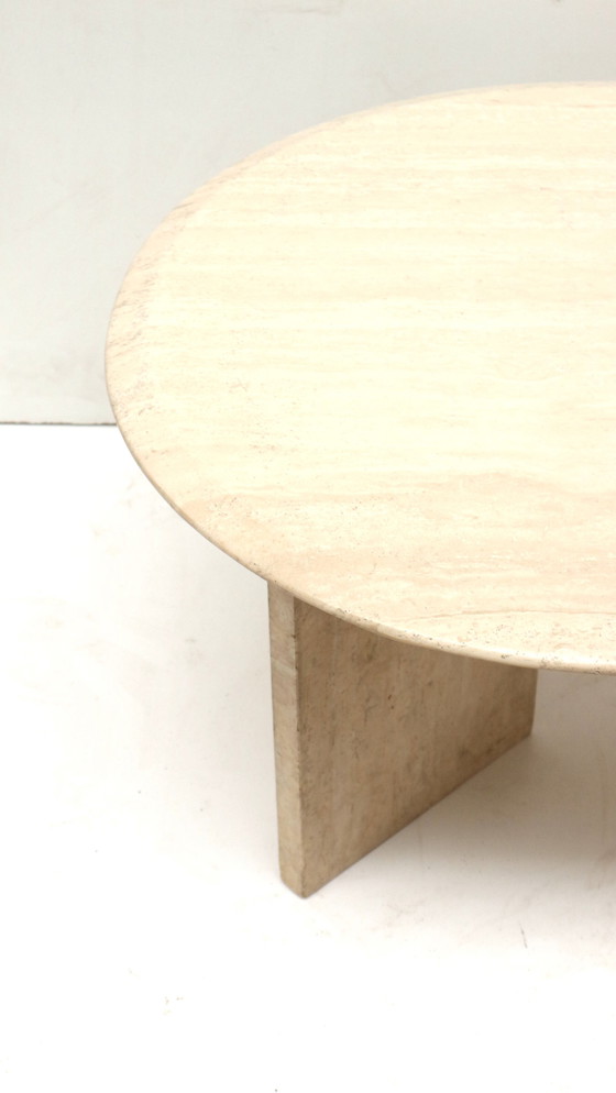 Image 1 of Oval travertine coffee table made in the 1970s