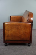Art Deco sheepskin leather 2.5 seater sofa