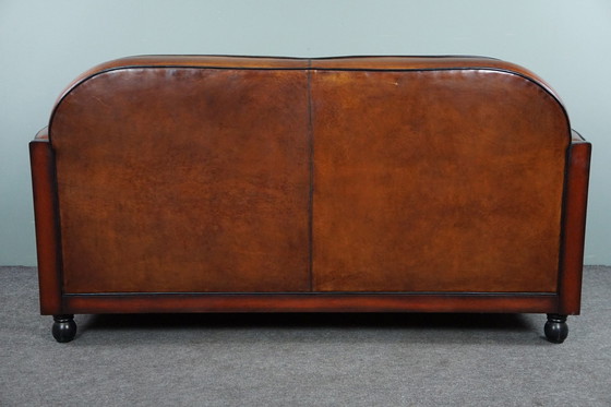 Image 1 of Art Deco sheepskin leather 2.5 seater sofa