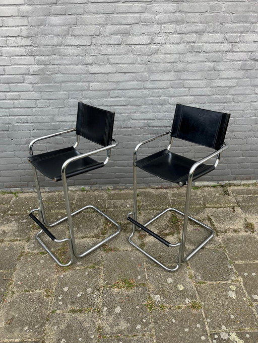 2x Tabouret de bar vintage à structure tubulaire