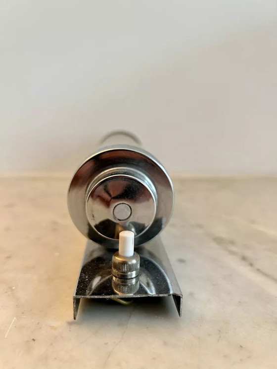 Image 1 of Lampada da parete modernista vintage, vetro sabbiato e metallo cromato, Art Déco 1930