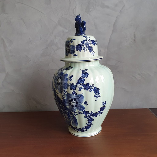 Delft Blue Lid Vase Hand Painted
