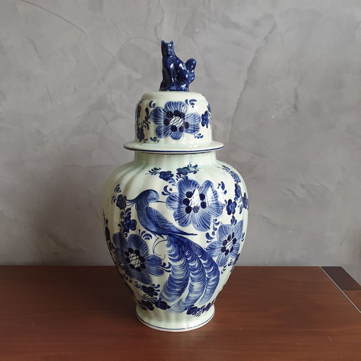 Delft Blue Lid Vase Hand Painted