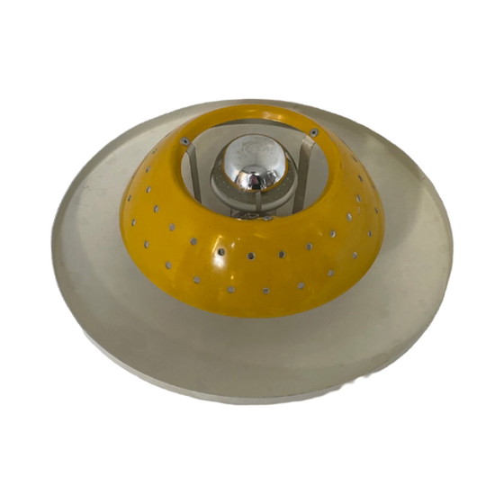 Image 1 of Dijkstra - Space age wall sconce or ceiling lamp - Yellow brim and white base