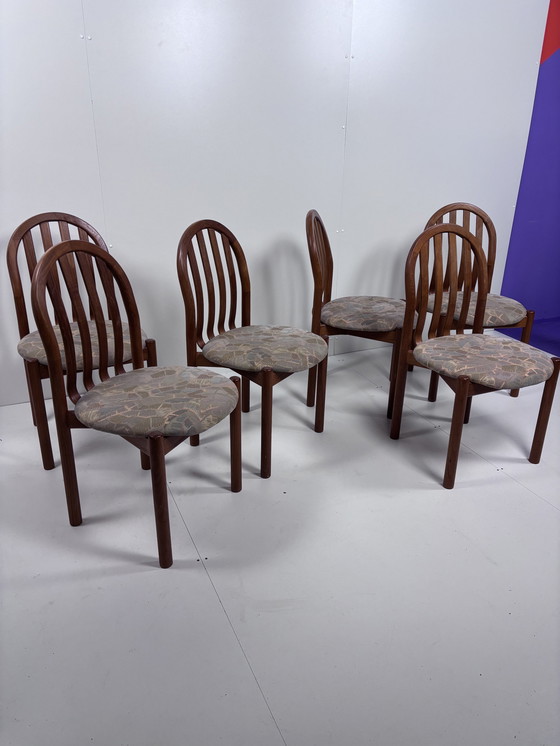 Image 1 of 6 Pieces Vintage Dining Chairs Teak Danish Koefoed