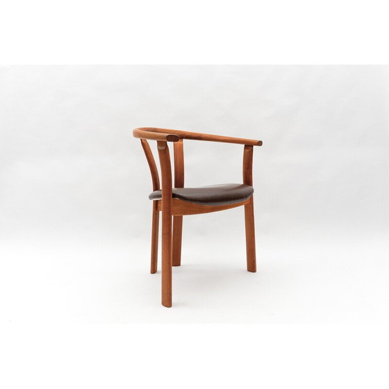 Image 1 of Vintage teak and leather office chair, Denmark 1960