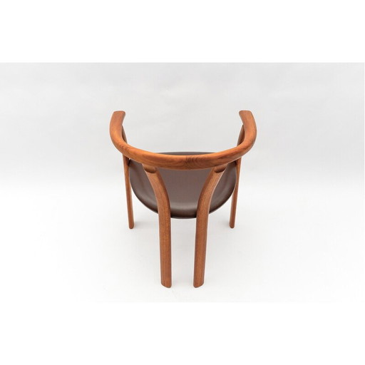 Vintage teak and leather office chair, Denmark 1960