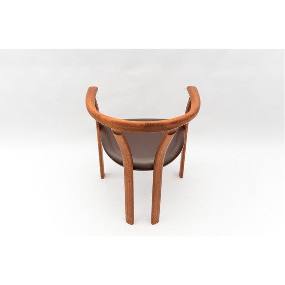 Image 1 of Vintage teak and leather office chair, Denmark 1960