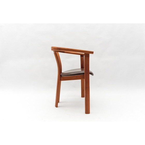 Image 1 of Vintage teak and leather office chair, Denmark 1960