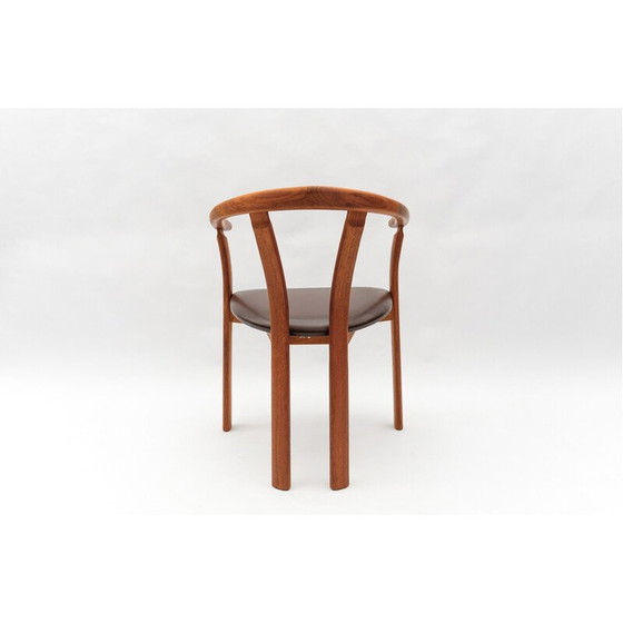 Image 1 of Vintage teak and leather office chair, Denmark 1960