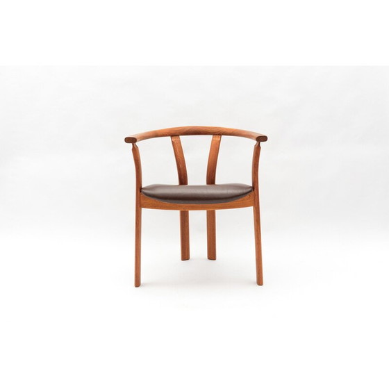 Image 1 of Vintage teak and leather office chair, Denmark 1960