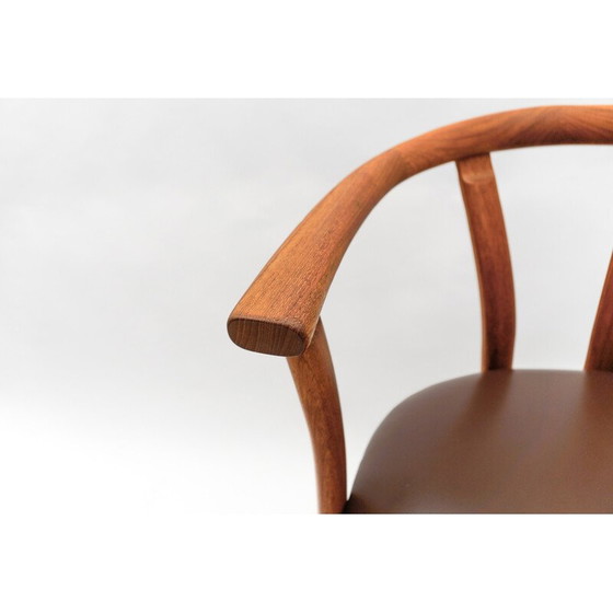 Image 1 of Vintage teak and leather office chair, Denmark 1960