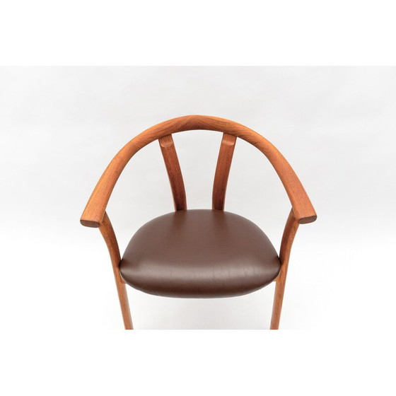 Image 1 of Vintage teak and leather office chair, Denmark 1960