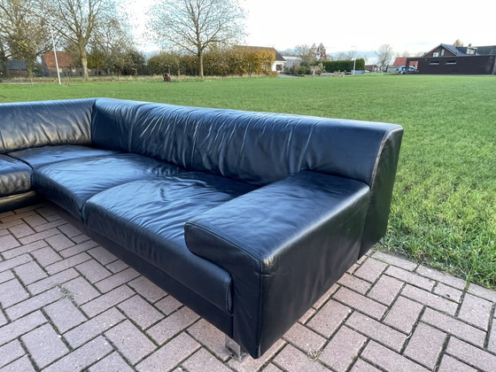 Image 1 of Beautiful Montel Black Real Leather Corner Sofa