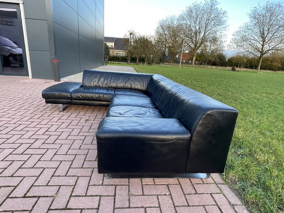 Image 1 of Beautiful Montel Black Real Leather Corner Sofa