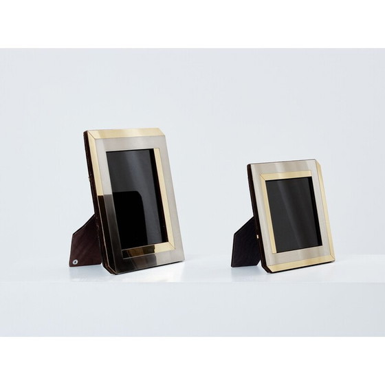 Image 1 of Pair of brass and chrome photo frames by Romeo Rega, Italy 1970