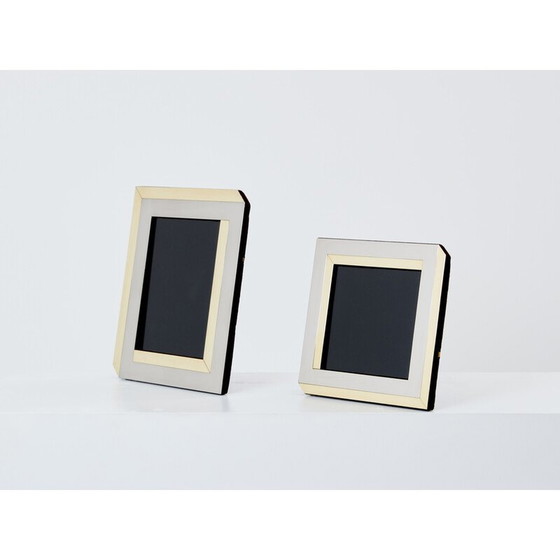 Image 1 of Pair of brass and chrome photo frames by Romeo Rega, Italy 1970