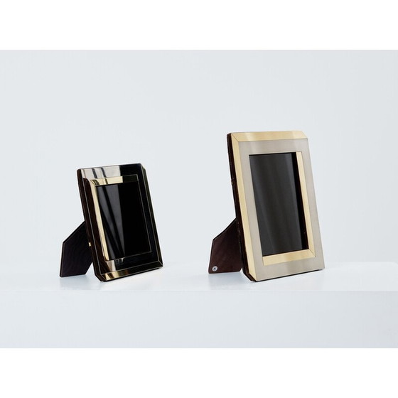 Image 1 of Pair of brass and chrome photo frames by Romeo Rega, Italy 1970