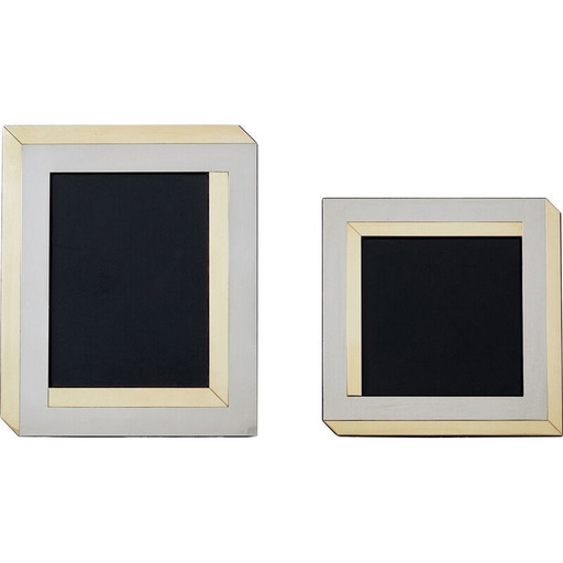 Pair of brass and chrome photo frames by Romeo Rega, Italy 1970