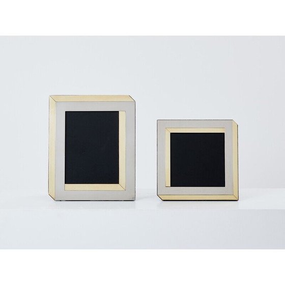 Image 1 of Pair of brass and chrome photo frames by Romeo Rega, Italy 1970