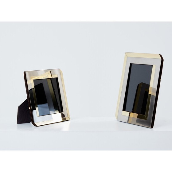 Image 1 of Pair of brass and chrome photo frames by Romeo Rega, Italy 1970