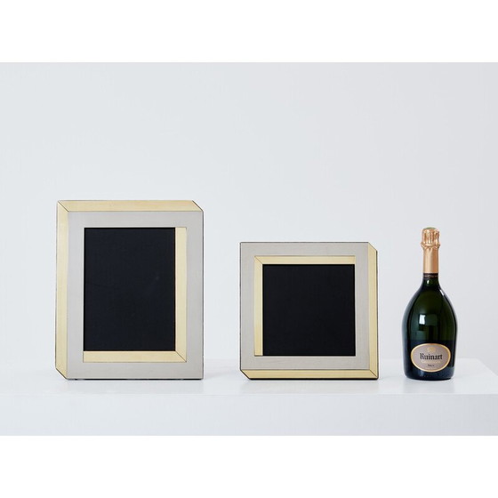 Image 1 of Pair of brass and chrome photo frames by Romeo Rega, Italy 1970