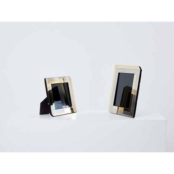 Image 1 of Pair of brass and chrome photo frames by Romeo Rega, Italy 1970