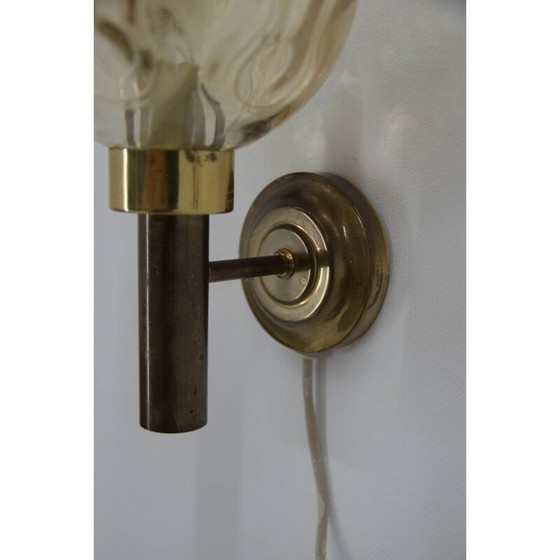 Image 1 of Pair of vintage sconces in brass and smoked glass, Denmark 1970