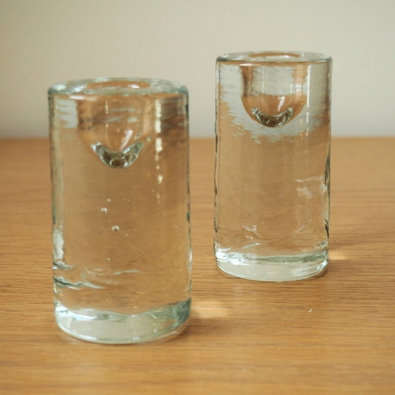 Image 1 of Pair (2) Of 1980S Iittala Hand-Cast Arktia Candlesticks