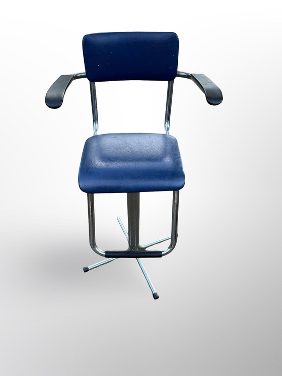 Image 1 of Vintage children's barber chair or high chair with footrest made at Eca the 50s.