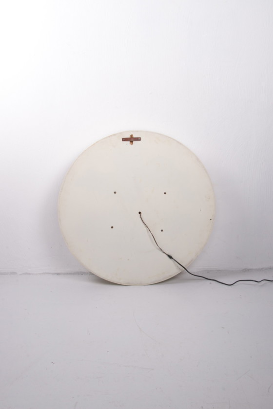 Image 1 of Italian Large Round Mirror with Lighting 1960s