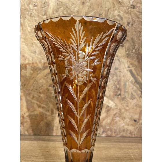 Image 1 of Vaso di cristallo a forma di cornetto d'epoca