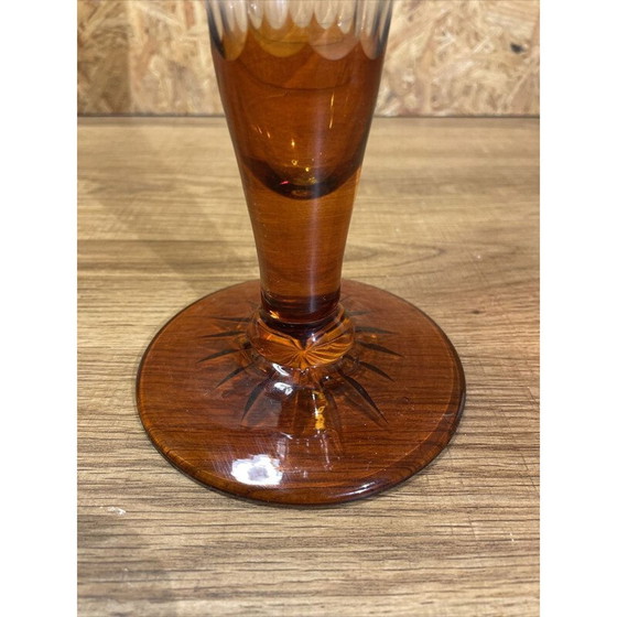 Image 1 of Vaso di cristallo a forma di cornetto d'epoca