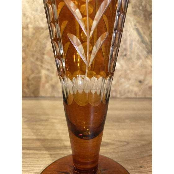 Image 1 of Vaso di cristallo a forma di cornetto d'epoca