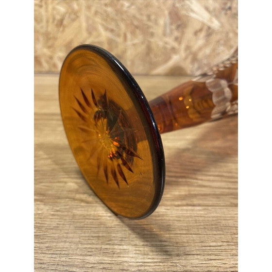 Image 1 of Vaso di cristallo a forma di cornetto d'epoca