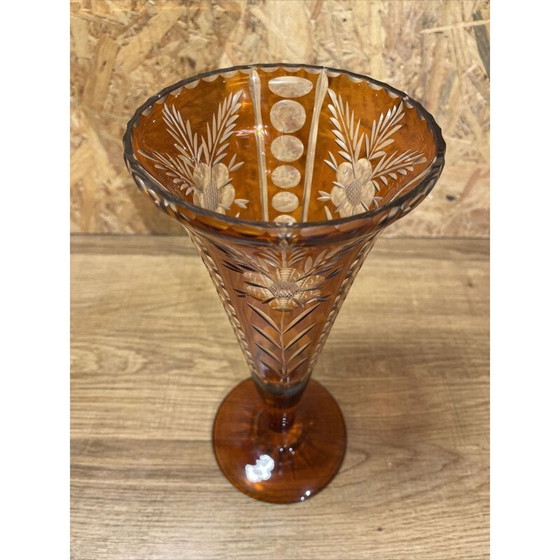 Image 1 of Vaso di cristallo a forma di cornetto d'epoca