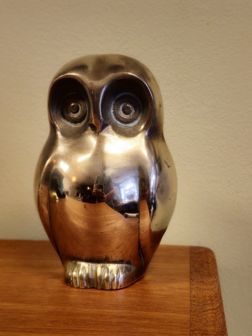 Vintage Brass Owl Owl Bird Statue Figurine 1970s 70S