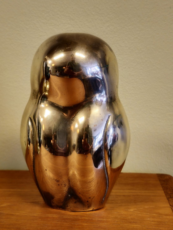 Image 1 of Vintage Brass Owl Owl Bird Statue Figurine 1970s 70S