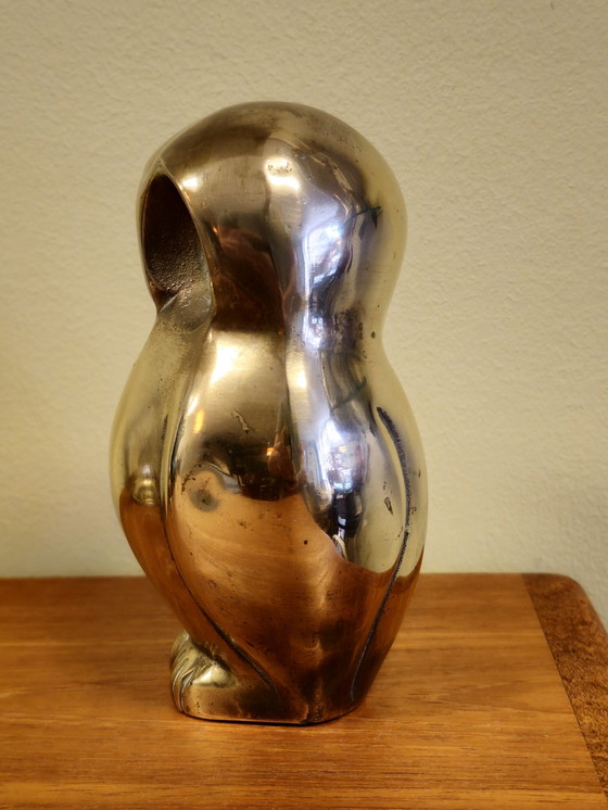 Image 1 of Vintage Brass Owl Owl Bird Statue Figurine 1970s 70S