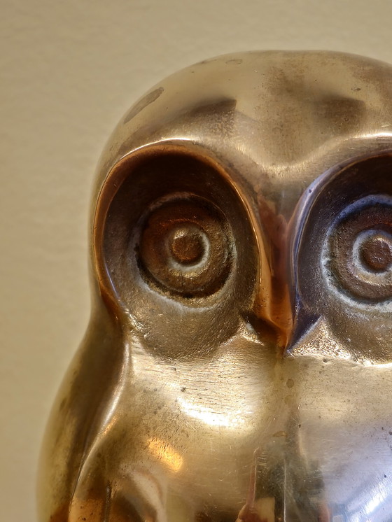 Image 1 of Vintage Brass Owl Owl Bird Statue Figurine 1970s 70S