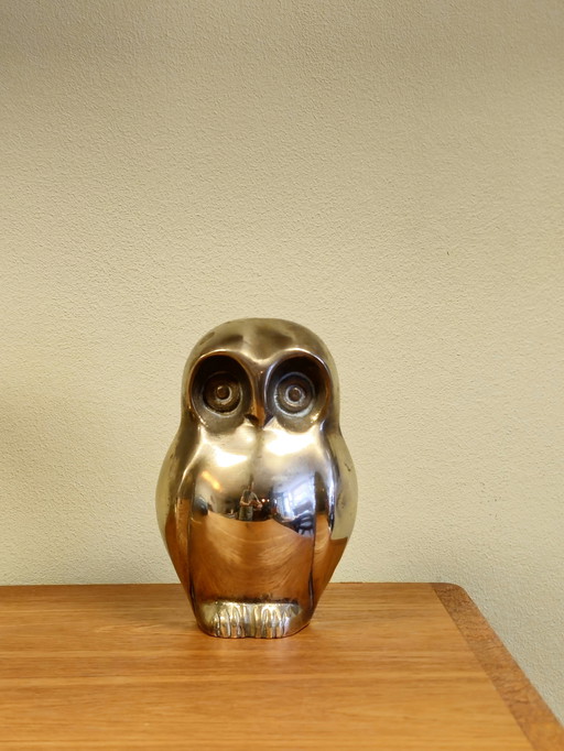 Vintage Brass Owl Owl Bird Statue Figurine 1970s 70S