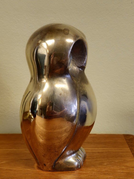 Image 1 of Vintage Brass Owl Owl Bird Statue Figurine 1970s 70S