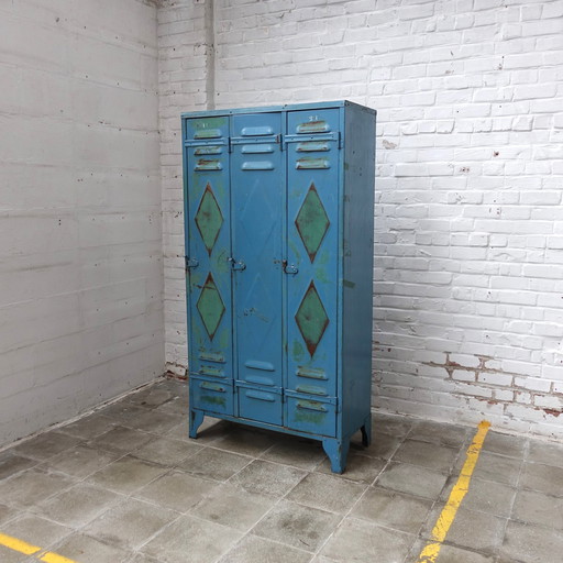 Vintage industrial 3-door locker