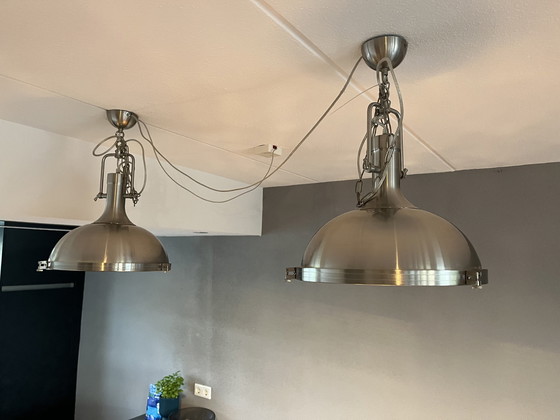 Image 1 of 2x Industrial Steel Ceiling Lamp