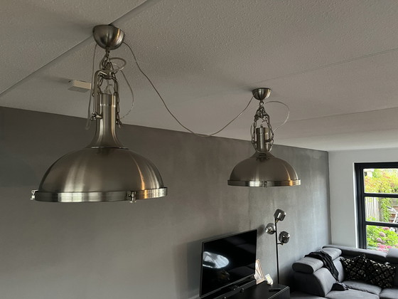 Image 1 of 2x Industrial Steel Ceiling Lamp