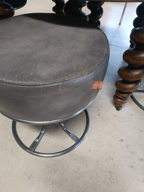 Image 1 of 2x Art pouf gray leather